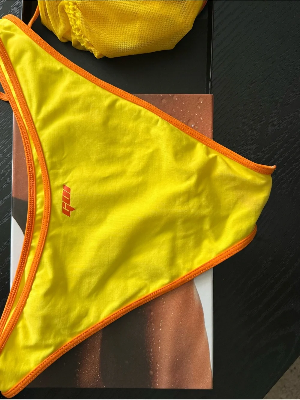 Goi Bright Yellow & Orange Bikini Bottom and Top with yellow one piece cover up